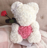 Large White Heart Fleur Bear