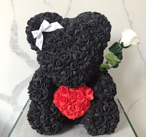 Large Black Heart Fleur Bear (1 left)