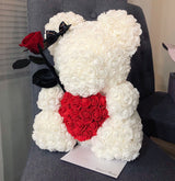 Large White Heart Fleur Bear