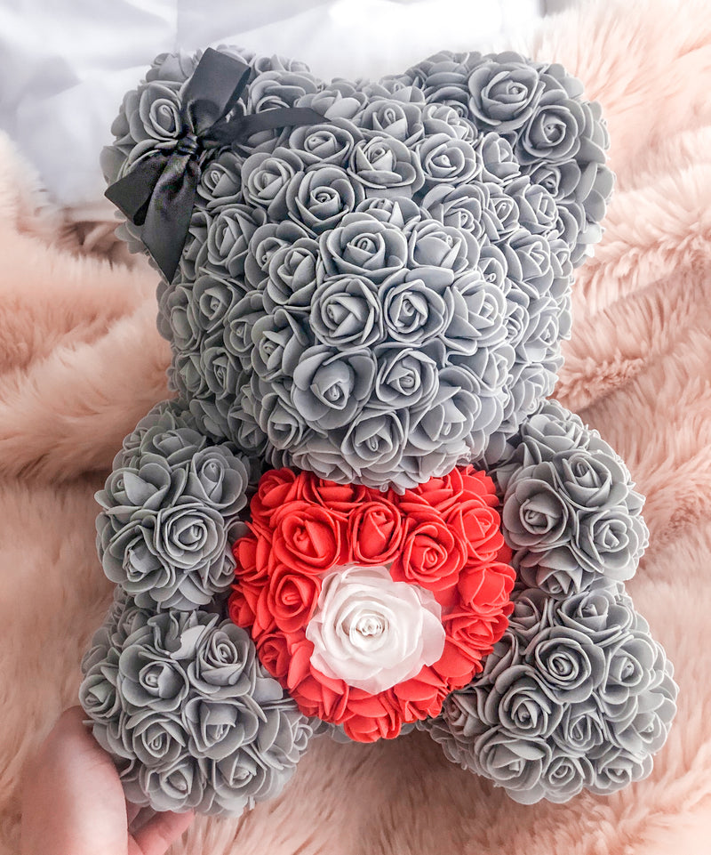 Large Grey Heart Bear Special